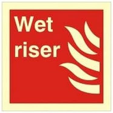 2 x Glow In The Dark Wet Riser Signs 200mm x 200mm – Rigid Plastic ...