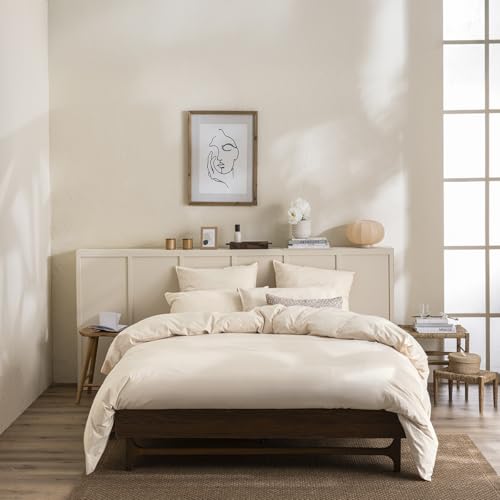 Percale de Coton lavée ESSIX Housse de Couette Délicate Beige