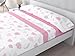 HM'S HOME'SECRET Juego de Sábanas de 100% Microfibra, 3 Piezas, Varios Modelos y Tamaños. (Cama 90cm, Nubes Rosa)