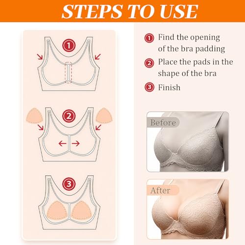 Image of Geyoga 24 Pairs 12 Pairs Bra Pads Inserts Women Sports Bra Pads Inserts Triangle Removable Pad for Women's Bikini Top Swimsuit (White,Nude Color,Black)