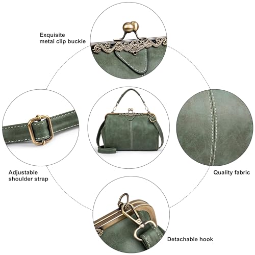 Bolso vintage Satchel de cuero sintético azul miniatura 6