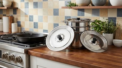 Couvercle casserole robuste lot de 3 inox multi-diamètres hermétique - 8
