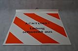 1 X Warnflagge für Langholzfuhrwerke 50 X 50 CM Robust LKW Plane beidseitig beschriftet mit: - Achtung Ladung schwenkt aus - Endfahne Schlussfahne 50 x 50 cm Warnflagge überstehende Ladung Finne