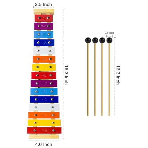 image for CeleMoon 15 Tone Natural Wooden Xylophone Glockenspiel for Kids Toddle