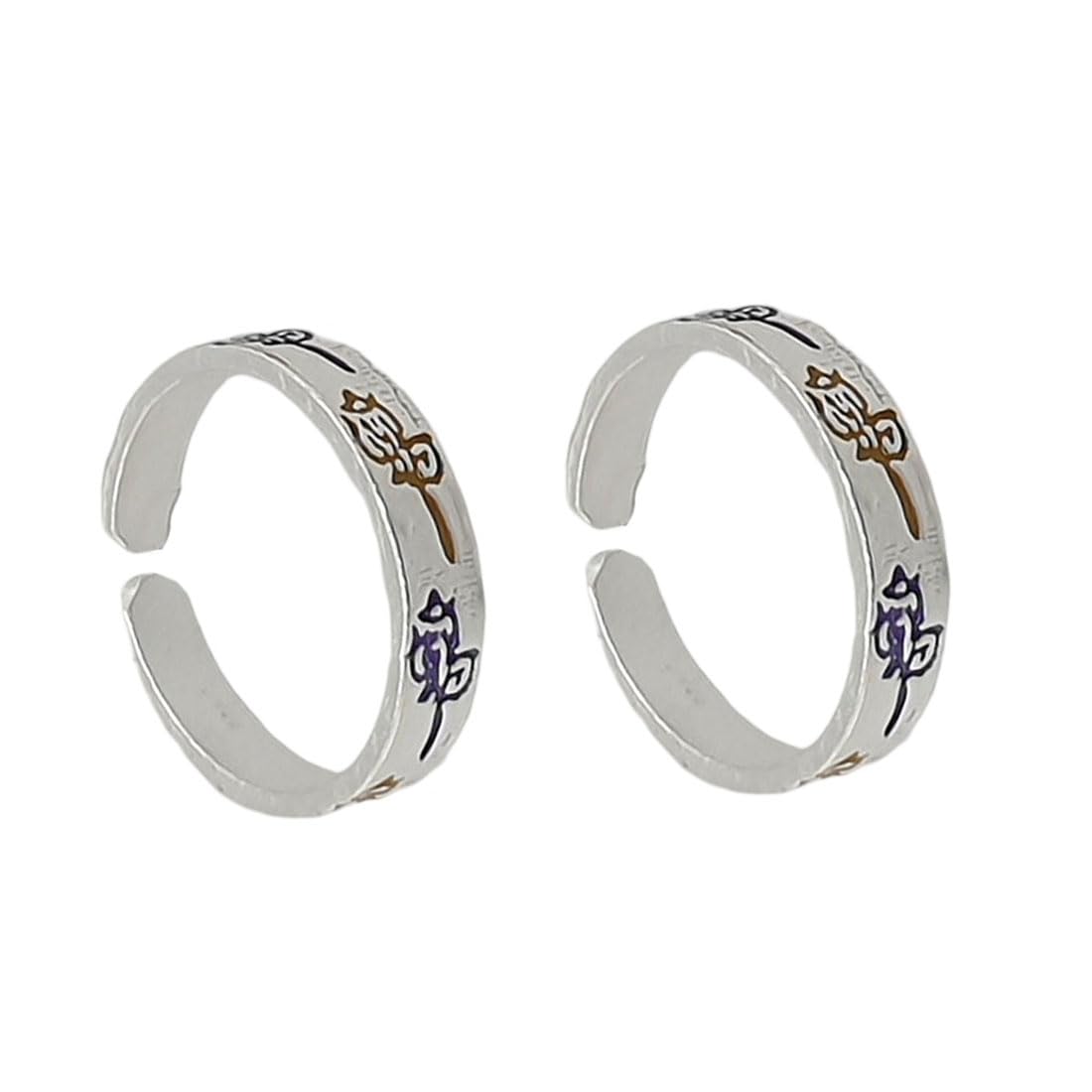 925 Sterling Silver Designer Cut Work Band Toe Rings/Chandi Bichiya ~ Pack in 2 Pieces-image-20