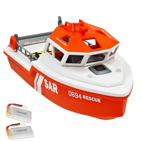 SOWOFA RC Jet Boat 4CH Lake Swimming Pool RTR Remote Control Boat Port Tugboat 8km/h 2.4GHz/Orange (Dual Battery)