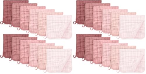 Image of Unnivoll Muslin Burp Cloths for Baby 100% Cotton Burping Cloths for Boys Girls Large 20''X10'' Extra Soft and Absorbent 24 Pack - Gradient Pink