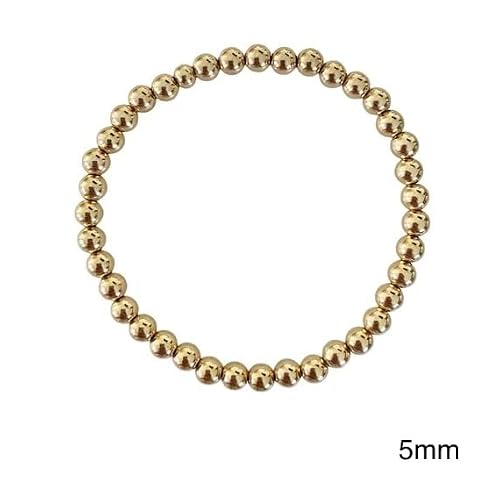 Gold Bead Bracelet, 14K Yellow Gold Filled Beaded Ball Bracelet, 2.5Mm, 3Mm, 4Mm, 5Mm Stacking Stretch Bracelet #TOP5