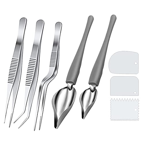 Chef Art Pencil Chef Decoración Lápiz Cuchara de Chef, Juego de Herramientas de Dibujo Culinario Pinzas para Alimentos, Raspadores de Masa Juego de Placas de Plástico para Decoración Culinaria Cover
