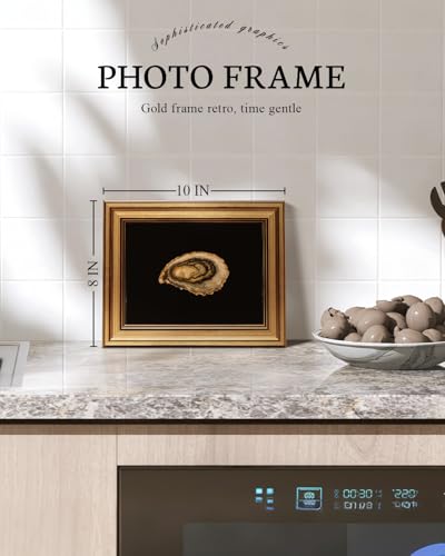 Image of VIYYIEA Vintage Gold Framed Wall Art for Living Room, Oyster Canvas Prints Home Decor, Oil Painting Picture, Bedroom Wall Decor Gifts for Friends or Family -(10L x 8W)