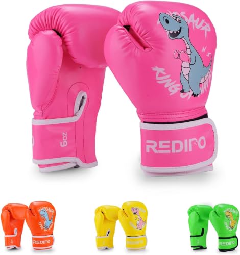 Redipo Kids Boxing Gloves for Boys and Girls, Youth Boxing Training Gloves for Kids 3-9, 4&6OZ Punching Bag Kickboxing Thai Mitts MMA Training Sparring Gloves