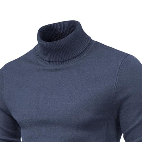 Maiyifu-GJ Men's Turtleneck Pullover Sweater Slim Fit Knitted Long Sleeve Sweaters Lightweight Ribbed Thermal Underwear Tops3