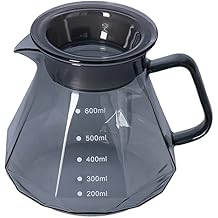 Pour Over Coffee Maker, 20oz/600ml Glass Coffee Pot Server with Lid, Heat Resistant Coffee Carafe Tea Kettle Dispenser Glass Decanter for Home, Office, Cafe, Camping