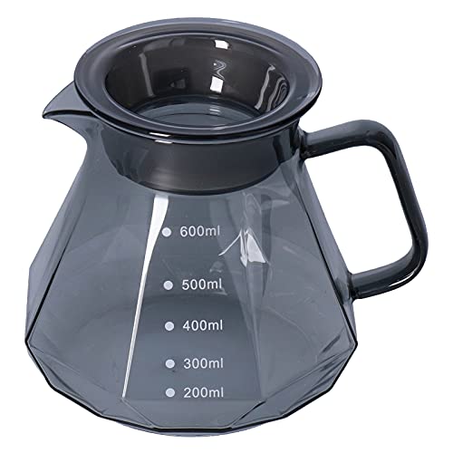 Glass Coffee Carafe, 20oz/600ml Glass Coffee Pot Server with Lid, Heat Resistant Coffee Pour Over Glass Pot Transparent Tea Kettle Dispenser for Home, Office, and CafÃ©