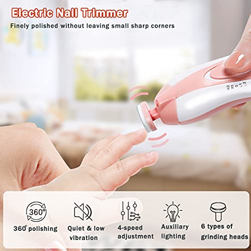 Baby Healthcare and Grooming Kit, 18 in 1 Deluxe Baby Electric Nail Trimmer Set, Kids Haircut Tools, Portable Newborn Nursery Health Care Kit for Infant Toddlers Boys Girls Baby Shower Gifts (Pink)