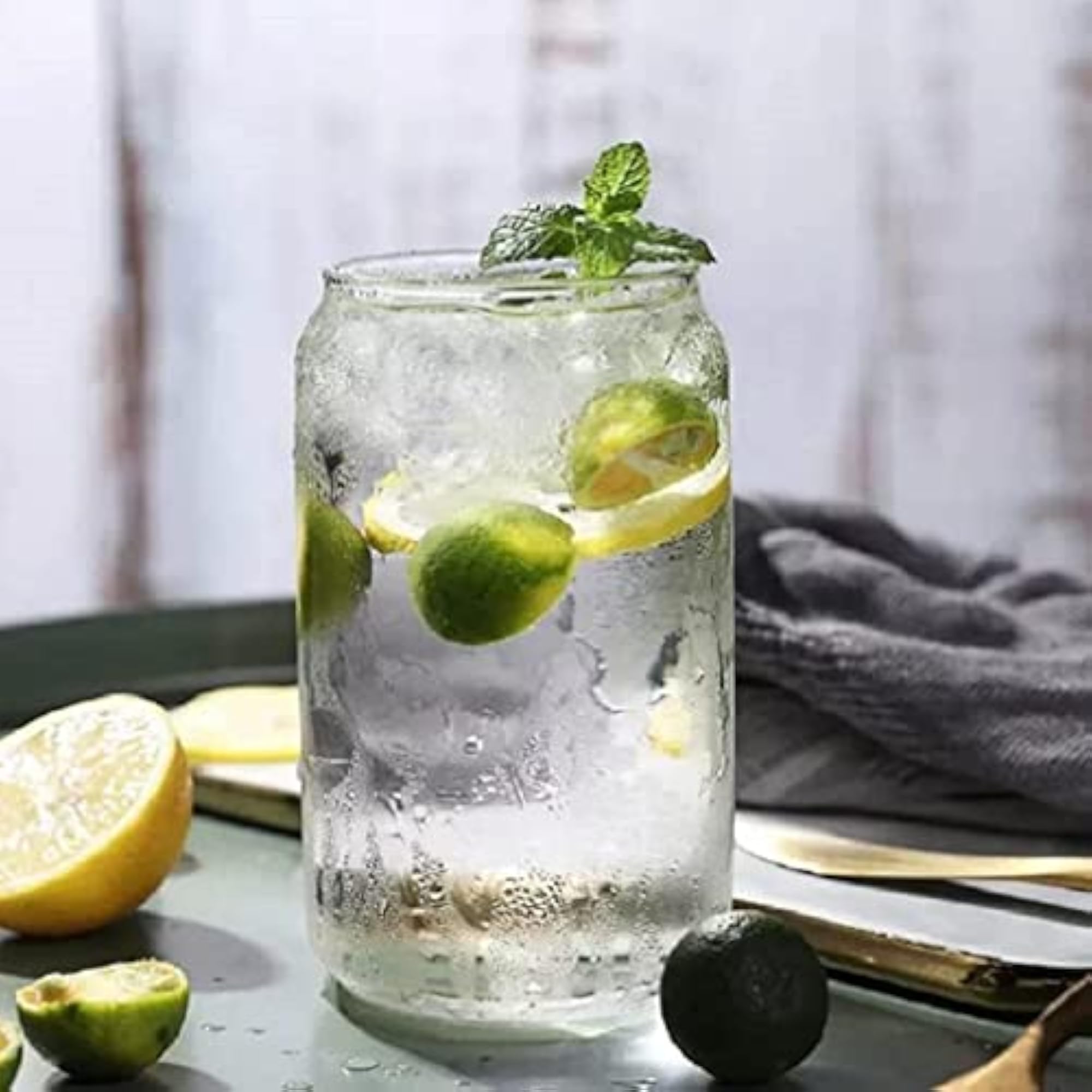 Can Shaped Drinking Glasses with Straws