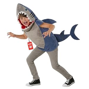 Morph Costumes Hai Kostüm für Kinder – Weißer Haifisch Kinderkostüm für Fasching, Karneval & Halloween – Tierkostüm Fisch Jungen Mädchen – Größe M