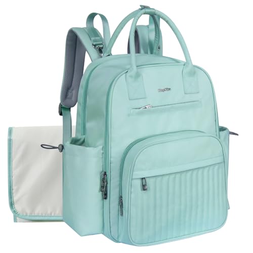 Hap Tim Baby Nappy Bag, Diaper Bag Backpack with Changing Pad,19 Pockets,Stroller Clips,Travel Backpack for Women, Baby Registry Search
