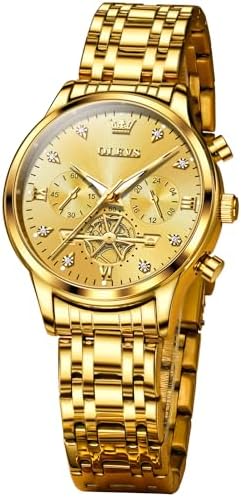 OLEVS Women Watches Luxury Diamond Wrist Watches for Women Gold and Silver Stainless Steel Waterproof with Date Quartz Ladies Watch
