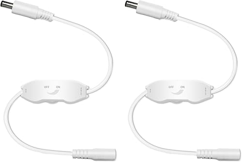 iNextStation Paquete de 2 tiras de luces LED de 6A, interruptor de atenuación DC12V 24V LED de brillo ajustable, mini accesorios de iluminación de