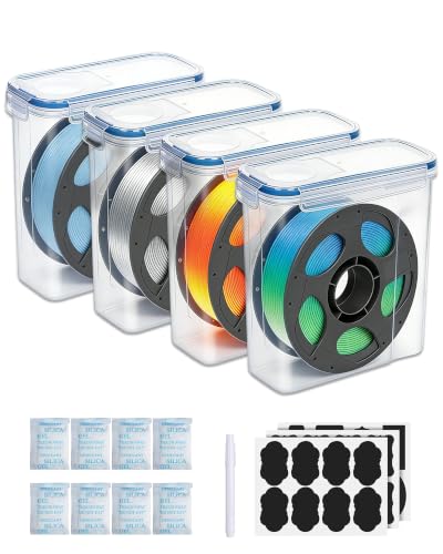 Bestery Filament Storage Box 4 Pack with Desiccants, Labels for 3D Printing
