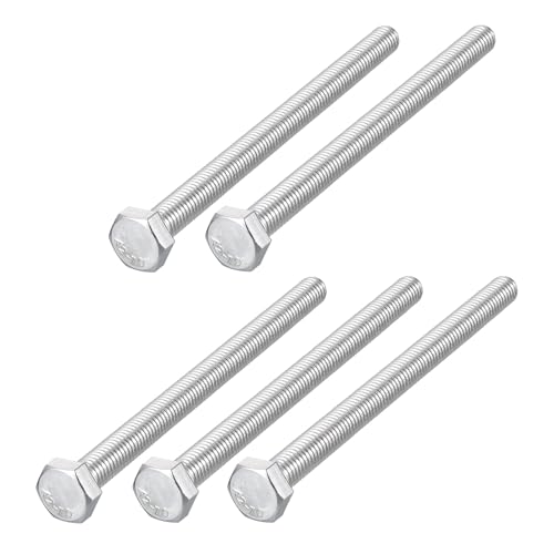 Image of METALLIXITY Hex Bolts (M8-1.25x100mm) 5Pcs, 304 Stainless Steel Coarse Fully Threaded Hex Head Screw Bolt Machine Screws - for Furniture Repair, Silver