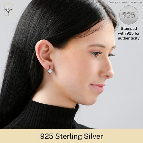 925 Sterling Silver Princess Cut Gemstone Square Drop Dangle Earrings for Women 7mm in Various Birthstones with Push Backs by MAX + STONE2