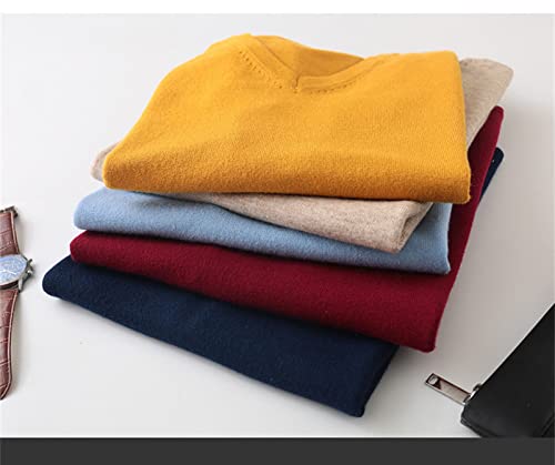 Men's V Neck Sleeveless Sweater Cashmere Wool Blend Relax Fit Pullover Vest Solid Casual Slim Fit Knitted Vest (Light Blue,3X-Large)2