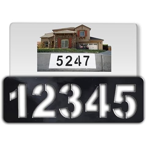 Curb-N-Sign® Curbzee® Address Number Stencil - 3 inch Numbers Peel and Stick Thick Vinyl Sticker with die cut Address Numbers for Spray Painting & Customizing Sidewalks (2 PCS, 18"L x 5"W) Cover