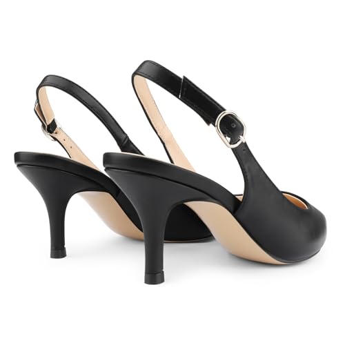 Image of JOY IN LOVE Slingback Kitten Heels for Women Closed Pointed Toe Pumps Dress Shoes