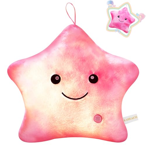 KAHEAUM Cute Stuffed Animal Night Light Up Star Pillows for Kids Novelty Pillows,Glow in The Dark Plush Toy for Boys Girls Children Adults Birthday...