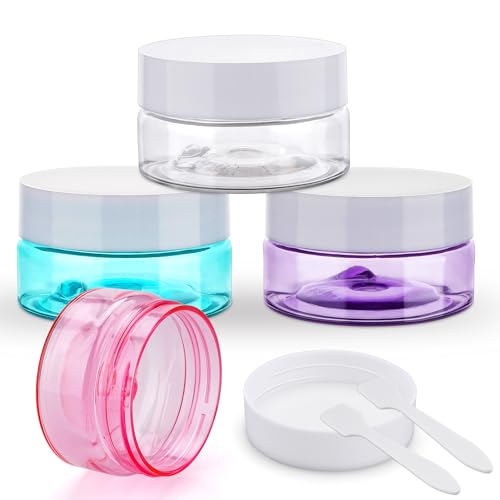 Cosywell Travel Cream Jars for Toiletries TSA Approved 0.7oz 4 Pack Refillable Cosmetic Containers Leak-proof Plastic Travel Size Containers with Lid for Lotion Makeup Cosmetics (4 color)