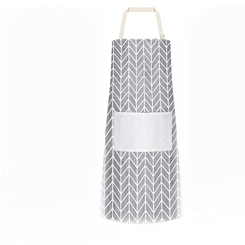 Image of KPNG Lattice Cotton Linen Apron Woman Adult Bibs Home Cooking Baking Coffee Shop Cleaning Aprons Kitchen Accessory (Pack Of 1, Gray)