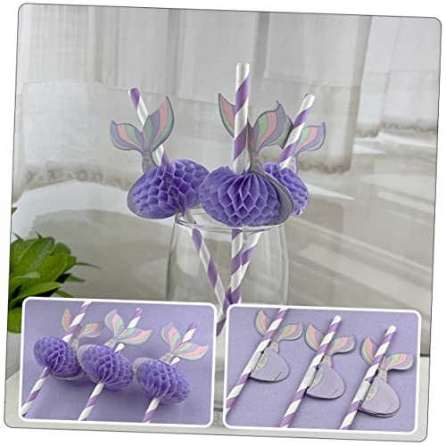 Pitillos de papel diseño sirena violeta 50 unidades miniatura 5