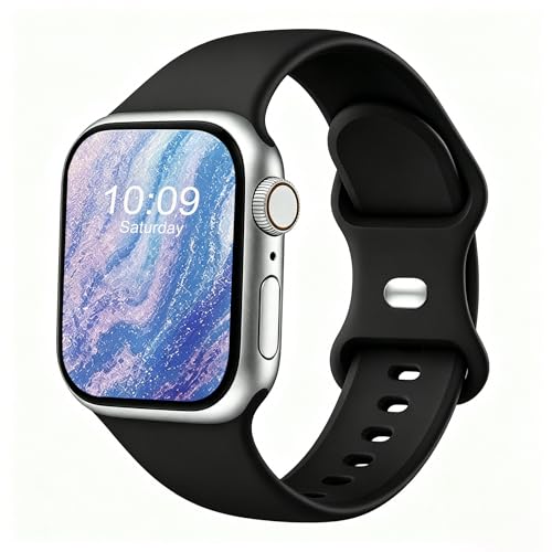 Image of Sport Bands Compatible with Apple Watch Band Women Men 40mm 38mm 41mm 42mm 44mm 45mm 46mm 49mm ,Soft Wristband Waterproof Replacement Strap for iWatch Bands Series 11 10 9 8 7 6 5 4 3 2 1 SE Ultra Black