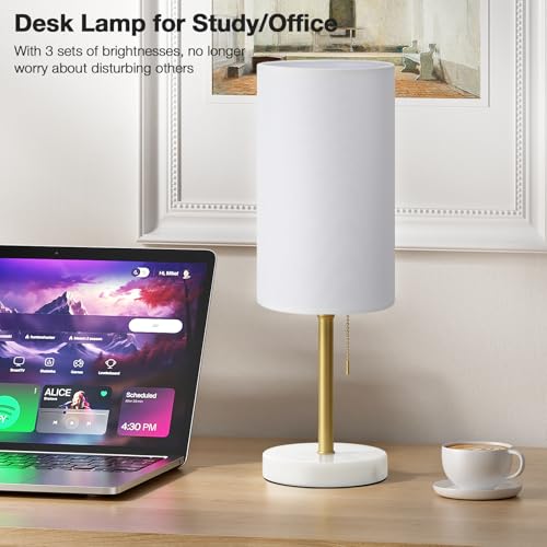 Image of Dicoool 17 inch Bedside Table Lamp for Bedroom, Marble Desk Lamp with USB Ports