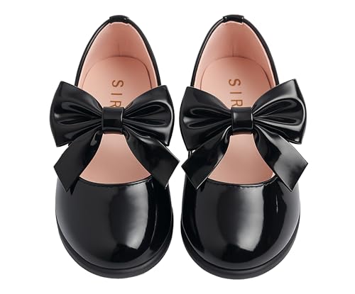 SIRRI Girls Bow Mary Jane Flats Hook-and-Loop Wedding Communion Party Shoes2