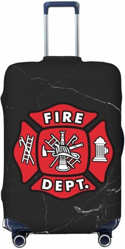 Firefighter Maltese Cross Travel Luggage Cover Suitable for 18-32 in Suitcase Protective Cover, Large, Black
