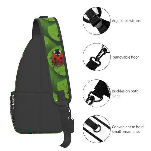 Bolso cruzado con estampado de hojas y mariquitas para senderismo miniatura 5