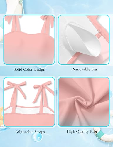 Image of Girls Swimsuit One Piece Casual Color-Block Adjustable Straps Girls Bathing Suit Swimwear 9-16T