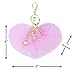 Just-Best Key Chain Accessories for Women - Pink Fluffy Pom Pom Charm with Key Ring