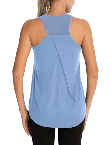 Image of Aeuui Womens Workout Tops for Women Racerback Tank Tops | Sleeveless, Crew Neck, Mesh Back, Lightweight, Breathable, Stretchy, Soft, Moisture Wicking, Yoga Athletic Running Gym Shirts