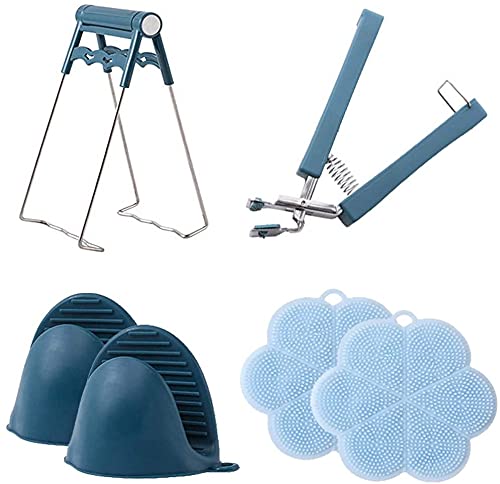 6er-Set Anti-Verbrühungs-Set mit rutschfestem Schüsselgreifer-Clip Schüssel-Topf-Halter und Silikon-Kochen-Pinch-Anzug für die Heimküche, die Kochplatte oder Schüsseln bewegt Cover