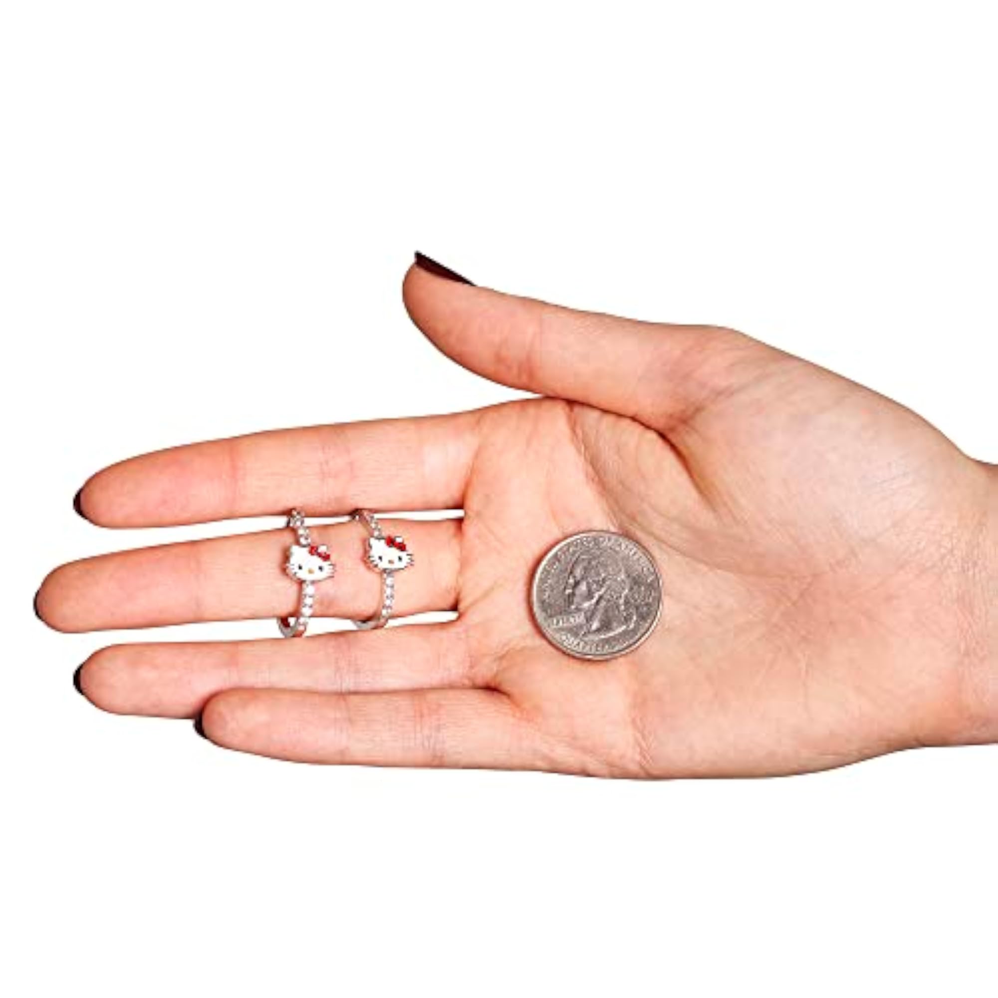 Sanrio Hello Kitty Women's Cubic Zirconia Hoop Earrings