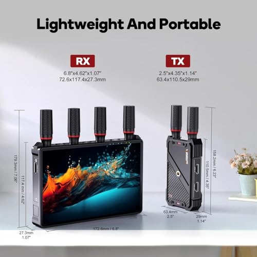 Image of 5G 400M Wireless Transmission System Dual HDMI Video Transmitter and Receiver Extender with LCD Screen for Camera Live Streaming EPL-WL083P