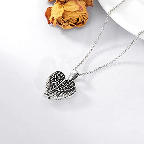 Soulmeet Angel Wing Heart Shaped Locket Necklace That Holds Picture Photo You Are My Angel Sterling Silver Lockets Pendant #TOP1