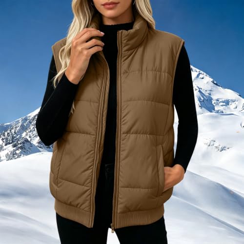 Women Quilted Puffer Vest Stand Collar Full Zip Winter Jacket 2026 - image 2