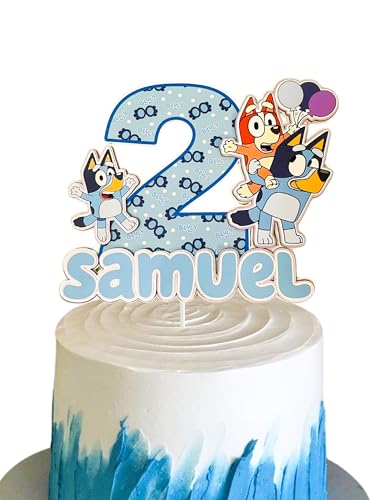Cake topper personalized Blue and Bingo