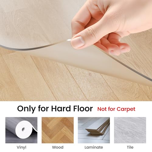 Delamu Office Chair Mat for Hardwood Floor, 36\"×48\" Clear Under Desk Chair Mats for Rolling Chairs, Plastic PVC Gaming Floor Protector for Office Home (Not for Carpet)