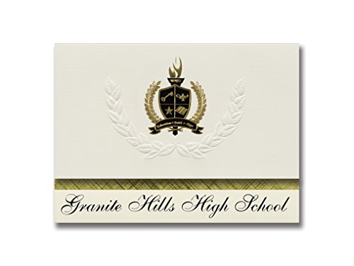 Signature Announcements Granite Hills High School (El Cajon, CA) Graduation Announcements, Presidential style, Basic package of 25 with Gold & Black Metallic Foil seal